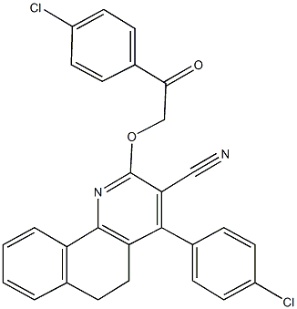 4-(4-chlorophenyl)-2-[2-(4-chlorophenyl)-2-oxoethoxy]-5,6-dihydrobenzo[h]quinoline-3-carbonitrile 结构式