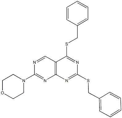 2,4-bis(benzylsulfanyl)-7-(4-morpholinyl)pyrimido[4,5-d]pyrimidine 结构式