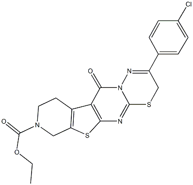 ethyl 2-(4-chlorophenyl)-11-oxo-9,10-dihydro-3H,11H-pyrido[4'',3'':4',5']thieno[2',3':4,5]pyrimido[2,1-b][1,3,4]thiadiazine-8(7H)-carboxylate 结构式