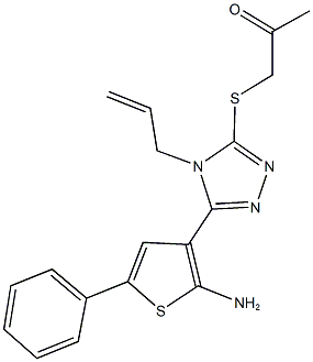 1-{[4-allyl-5-(2-amino-5-phenyl-3-thienyl)-4H-1,2,4-triazol-3-yl]sulfanyl}acetone 结构式