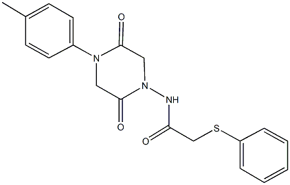 N-[4-(4-methylphenyl)-2,5-dioxo-1-piperazinyl]-2-(phenylsulfanyl)acetamide 结构式