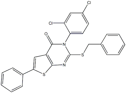 2-(benzylsulfanyl)-3-(2,4-dichlorophenyl)-6-phenylthieno[2,3-d]pyrimidin-4(3H)-one 结构式