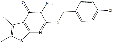 3-amino-2-[(4-chlorobenzyl)sulfanyl]-5,6-dimethylthieno[2,3-d]pyrimidin-4(3H)-one 结构式