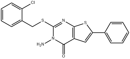 3-amino-2-[(2-chlorobenzyl)sulfanyl]-6-phenylthieno[2,3-d]pyrimidin-4(3H)-one 结构式