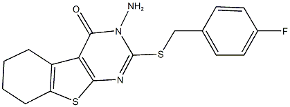 3-amino-2-[(4-fluorobenzyl)sulfanyl]-5,6,7,8-tetrahydro[1]benzothieno[2,3-d]pyrimidin-4(3H)-one 结构式