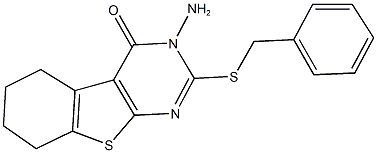 3-amino-2-(benzylsulfanyl)-5,6,7,8-tetrahydro[1]benzothieno[2,3-d]pyrimidin-4(3H)-one 结构式