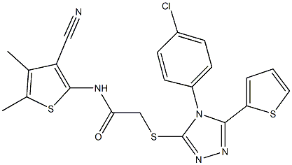 2-{[4-(4-chlorophenyl)-5-(2-thienyl)-4H-1,2,4-triazol-3-yl]sulfanyl}-N-(3-cyano-4,5-dimethyl-2-thienyl)acetamide 结构式