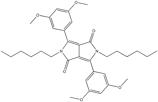 3,6-bis(3,5-dimethoxyphenyl)-2,5-dihexyl-2,5-dihydropyrrolo[3,4-c]pyrrole-1,4-dione 结构式
