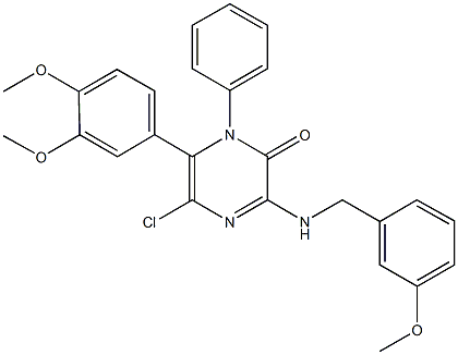 5-chloro-6-(3,4-dimethoxyphenyl)-3-[(3-methoxybenzyl)amino]-1-phenyl-2(1H)-pyrazinone 结构式