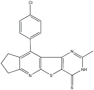 10-(4-chlorophenyl)-2-methyl-8,9-dihydro-3H-cyclopenta[5',6']pyrido[3',2':4,5]thieno[3,2-d]pyrimidine-4(7H)-thione 结构式