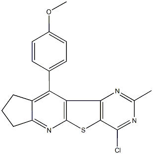 4-(4-chloro-2-methyl-8,9-dihydro-7H-cyclopenta[5',6']pyrido[3',2':4,5]thieno[3,2-d]pyrimidin-10-yl)phenyl methyl ether 结构式