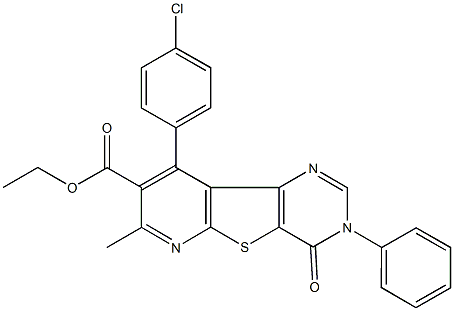 ethyl 9-(4-chlorophenyl)-7-methyl-4-oxo-3-phenyl-3,4-dihydropyrido[3',2':4,5]thieno[3,2-d]pyrimidine-8-carboxylate 结构式