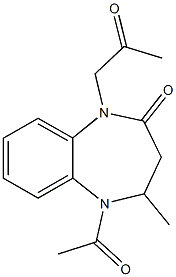 5-acetyl-4-methyl-1-(2-oxopropyl)-1,3,4,5-tetrahydro-2H-1,5-benzodiazepin-2-one 结构式