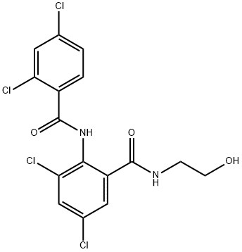 3,5-dichloro-2-[(2,4-dichlorobenzoyl)amino]-N-(2-hydroxyethyl)benzamide 结构式
