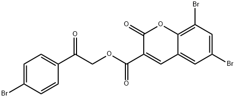 2-(4-bromophenyl)-2-oxoethyl 6,8-dibromo-2-oxo-2H-chromene-3-carboxylate 结构式