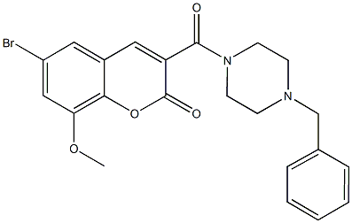 3-[(4-benzyl-1-piperazinyl)carbonyl]-6-bromo-8-methoxy-2H-chromen-2-one 结构式