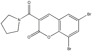 6,8-dibromo-3-(1-pyrrolidinylcarbonyl)-2H-chromen-2-one 结构式