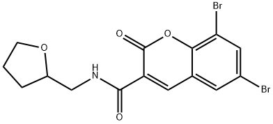 6,8-dibromo-2-oxo-N-(tetrahydro-2-furanylmethyl)-2H-chromene-3-carboxamide 结构式