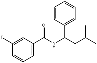 3-fluoro-N-(3-methyl-1-phenylbutyl)benzamide 结构式