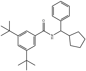 3,5-ditert-butyl-N-[cyclopentyl(phenyl)methyl]benzamide 结构式