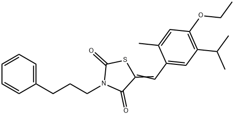 5-(4-ethoxy-5-isopropyl-2-methylbenzylidene)-3-(3-phenylpropyl)-1,3-thiazolidine-2,4-dione 结构式