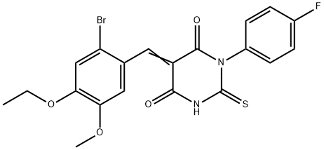 5-(2-bromo-4-ethoxy-5-methoxybenzylidene)-1-(4-fluorophenyl)-2-thioxodihydro-4,6(1H,5H)-pyrimidinedione 结构式