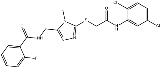 N-[(5-{[2-(2,5-dichloroanilino)-2-oxoethyl]sulfanyl}-4-methyl-4H-1,2,4-triazol-3-yl)methyl]-2-fluorobenzamide 结构式