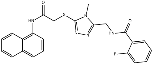 2-fluoro-N-[(4-methyl-5-{[2-(1-naphthylamino)-2-oxoethyl]sulfanyl}-4H-1,2,4-triazol-3-yl)methyl]benzamide 结构式
