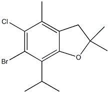 6-bromo-5-chloro-7-isopropyl-2,2,4-trimethyl-2,3-dihydro-1-benzofuran 结构式