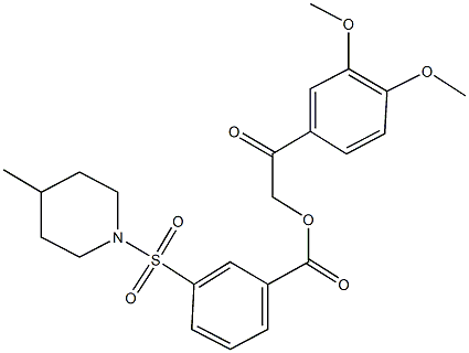 2-(3,4-dimethoxyphenyl)-2-oxoethyl 3-[(4-methyl-1-piperidinyl)sulfonyl]benzoate 结构式