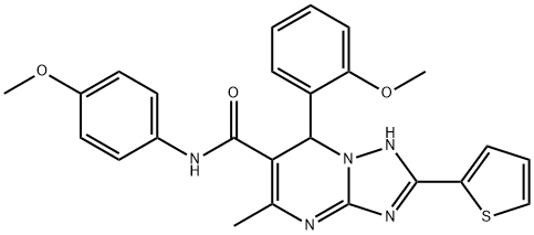 7-(2-methoxyphenyl)-N-(4-methoxyphenyl)-5-methyl-2-(2-thienyl)-4,7-dihydro[1,2,4]triazolo[1,5-a]pyrimidine-6-carboxamide 结构式