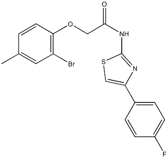 2-(2-bromo-4-methylphenoxy)-N-[4-(4-fluorophenyl)-1,3-thiazol-2-yl]acetamide 结构式