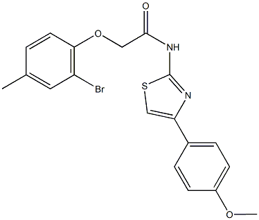 2-(2-bromo-4-methylphenoxy)-N-[4-(4-methoxyphenyl)-1,3-thiazol-2-yl]acetamide 结构式