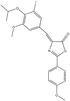 4-(3-iodo-4-isopropoxy-5-methoxybenzylidene)-2-(4-methoxyphenyl)-1,3-oxazol-5(4H)-one 结构式