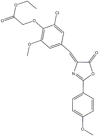 ethyl {2-chloro-6-methoxy-4-[(2-(4-methoxyphenyl)-5-oxo-1,3-oxazol-4(5H)-ylidene)methyl]phenoxy}acetate 结构式