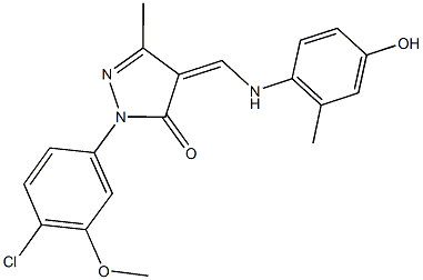 2-(4-chloro-3-methoxyphenyl)-4-[(4-hydroxy-2-methylanilino)methylene]-5-methyl-2,4-dihydro-3H-pyrazol-3-one 结构式