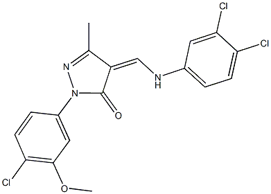 2-(4-chloro-3-methoxyphenyl)-4-[(3,4-dichloroanilino)methylene]-5-methyl-2,4-dihydro-3H-pyrazol-3-one 结构式