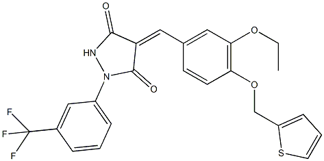 4-[3-ethoxy-4-(2-thienylmethoxy)benzylidene]-1-[3-(trifluoromethyl)phenyl]-3,5-pyrazolidinedione 结构式