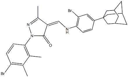 4-{[4-(1-adamantyl)-2-bromoanilino]methylene}-2-(4-bromo-2,3-dimethylphenyl)-5-methyl-2,4-dihydro-3H-pyrazol-3-one 结构式