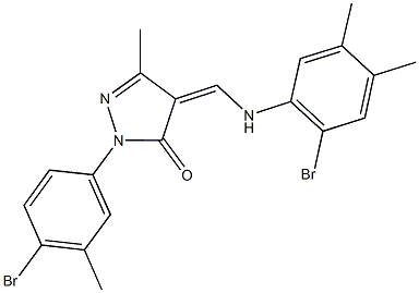 4-[(2-bromo-4,5-dimethylanilino)methylene]-2-(4-bromo-3-methylphenyl)-5-methyl-2,4-dihydro-3H-pyrazol-3-one 结构式