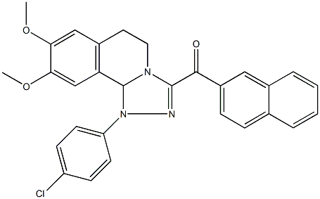 [1-(4-chlorophenyl)-8,9-dimethoxy-1,5,6,10b-tetrahydro[1,2,4]triazolo[3,4-a]isoquinolin-3-yl](2-naphthyl)methanone 结构式