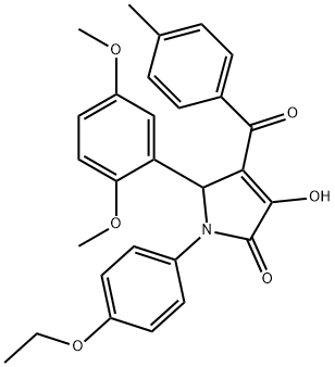 5-(2,5-dimethoxyphenyl)-1-(4-ethoxyphenyl)-3-hydroxy-4-(4-methylbenzoyl)-1,5-dihydro-2H-pyrrol-2-one 结构式