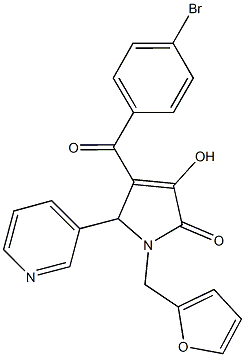 4-(4-bromobenzoyl)-1-(2-furylmethyl)-3-hydroxy-5-(3-pyridinyl)-1,5-dihydro-2H-pyrrol-2-one 结构式