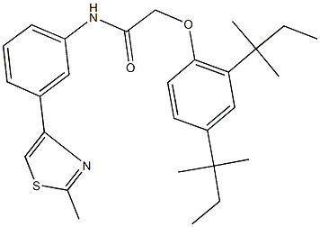 2-(2,4-ditert-pentylphenoxy)-N-[3-(2-methyl-1,3-thiazol-4-yl)phenyl]acetamide 结构式