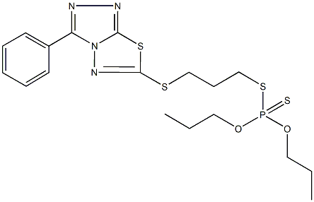 S-{3-[(3-phenyl[1,2,4]triazolo[3,4-b][1,3,4]thiadiazol-6-yl)sulfanyl]propyl} O,O-dipropyl dithiophosphate 结构式