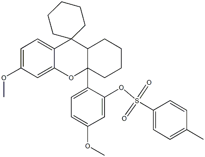 5-methoxy-2-(6-methoxy-1,2,3,4,9,9a-hexahydrospiro[4aH-xanthene-9,1'-cyclohexane]-4a-yl)phenyl 4-methylbenzenesulfonate 结构式