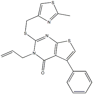 3-allyl-2-{[(2-methyl-1,3-thiazol-4-yl)methyl]sulfanyl}-5-phenylthieno[2,3-d]pyrimidin-4(3H)-one 结构式