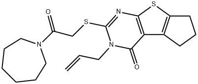 3-allyl-2-{[2-(1-azepanyl)-2-oxoethyl]sulfanyl}-3,5,6,7-tetrahydro-4H-cyclopenta[4,5]thieno[2,3-d]pyrimidin-4-one 结构式
