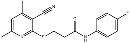 3-[(3-cyano-4,6-dimethyl-2-pyridinyl)sulfanyl]-N-(4-fluorophenyl)propanamide 结构式