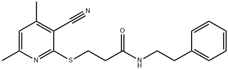 3-[(3-cyano-4,6-dimethyl-2-pyridinyl)sulfanyl]-N-(2-phenylethyl)propanamide 结构式